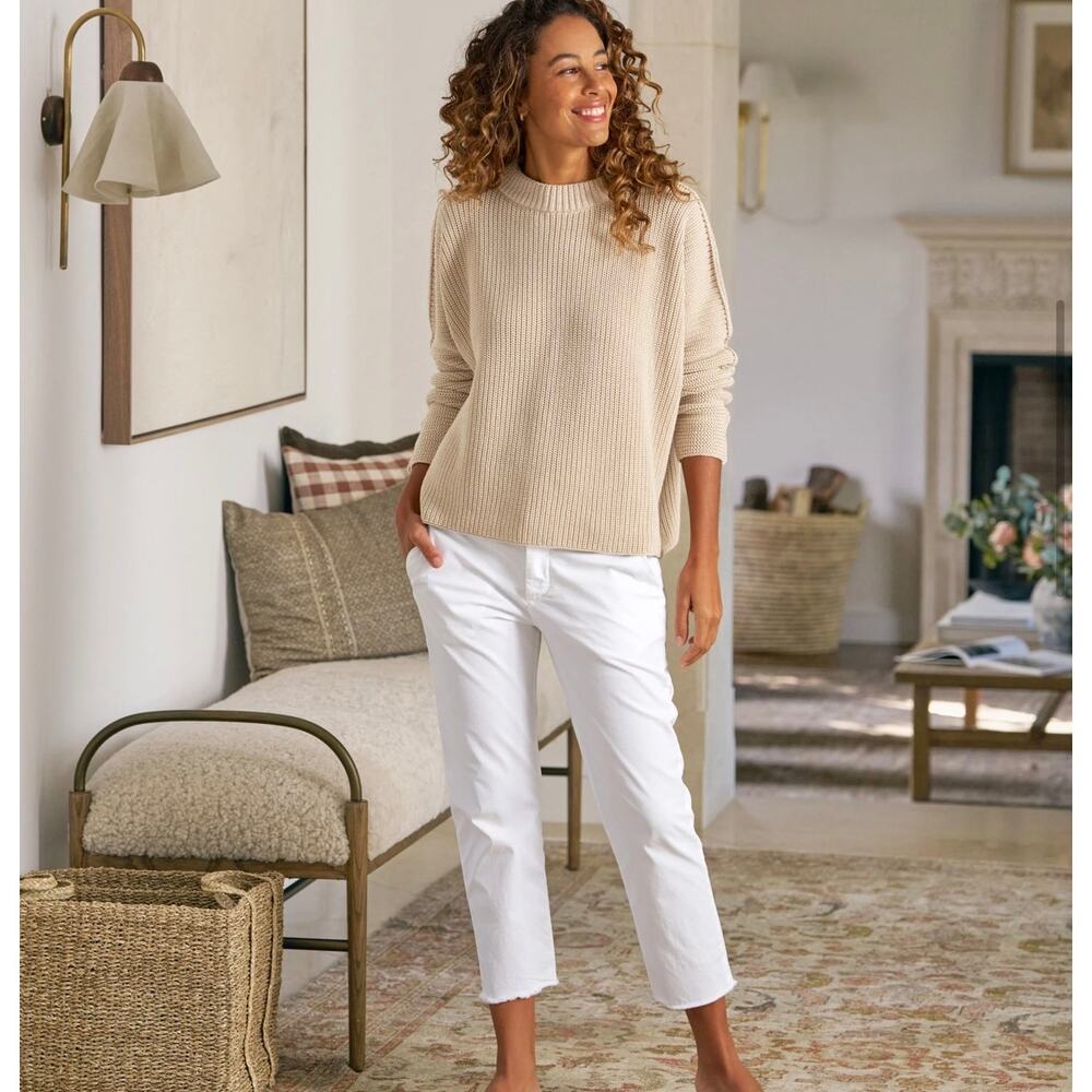 FRANK & EILEEN NWOT Wicklow Crop Italian Chinos Chalk White Sz 0 Cotton Blend